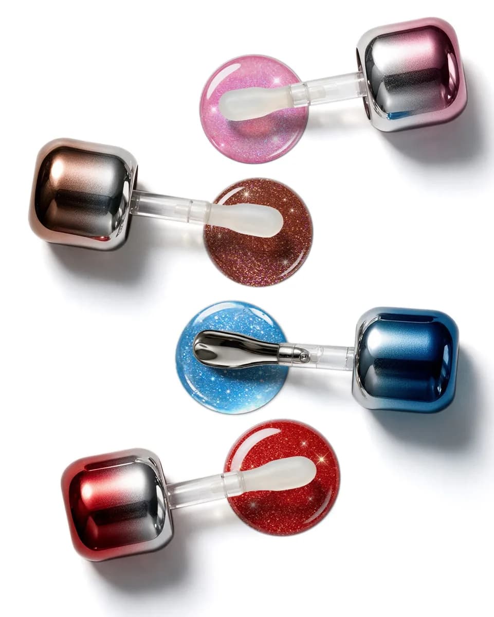 Tampas e ponteiras dos glosses Metallic
